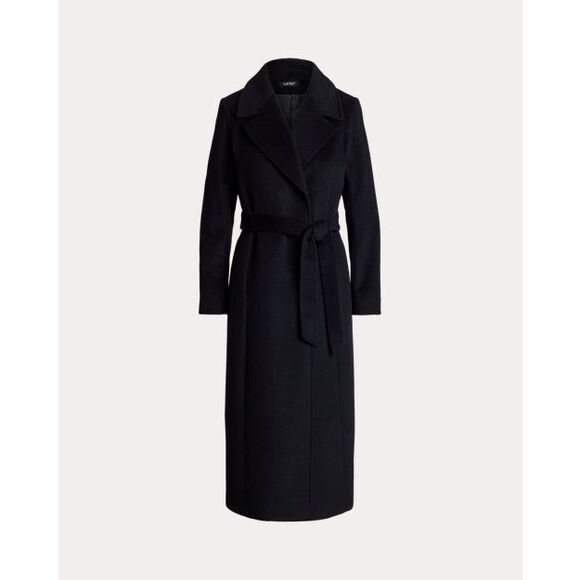 Lauren Ralph Lauren Wool Wrap Long Coat Trench Black New Size 8 $495 - Picture 4 of 12